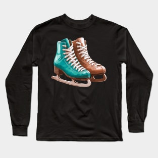 Pastel Brown Ice Skating Boots Long Sleeve T-Shirt